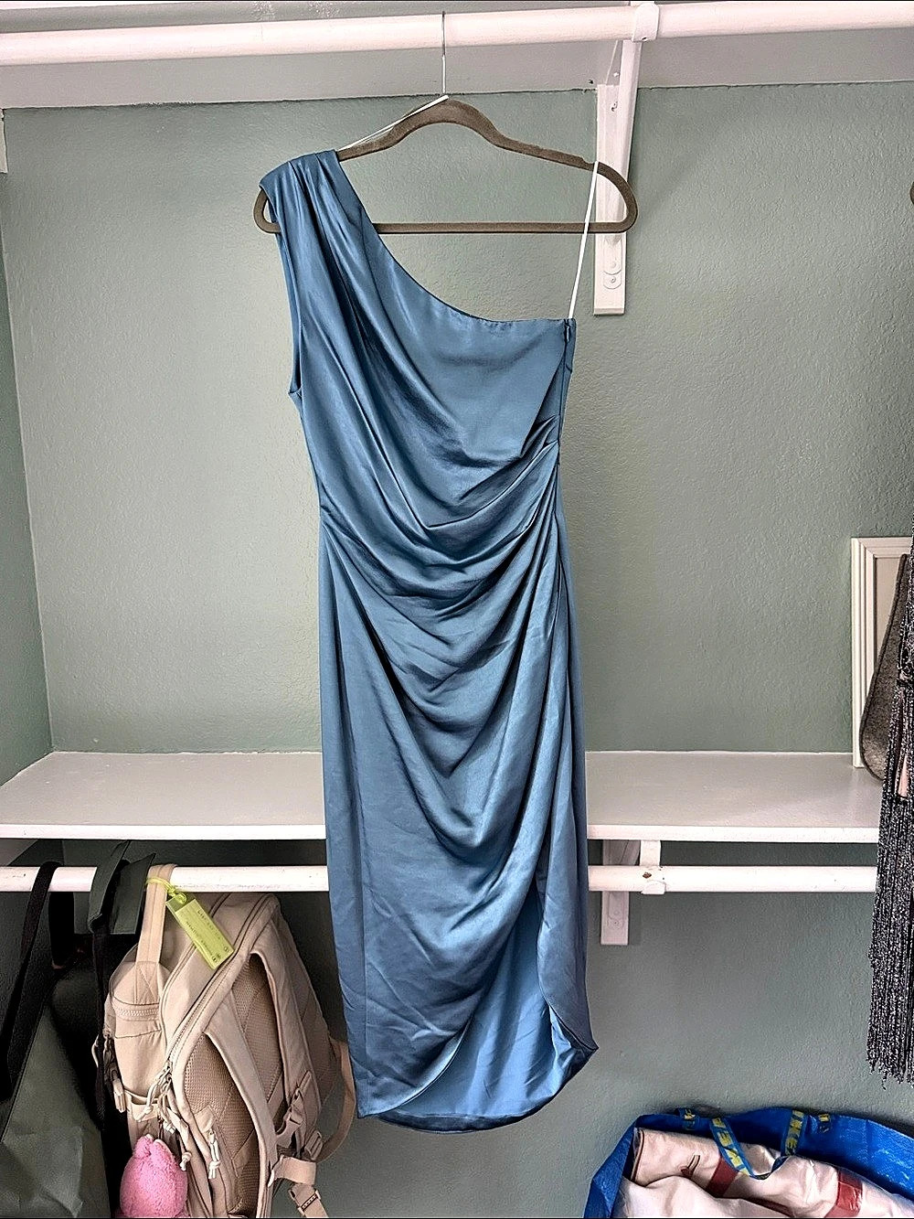 ELLIATT Draped Midi Dress Blue Small Like New